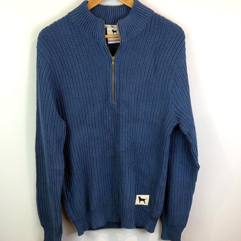 NWT The Black Dog blue shaker stitch 1/4 zip size S